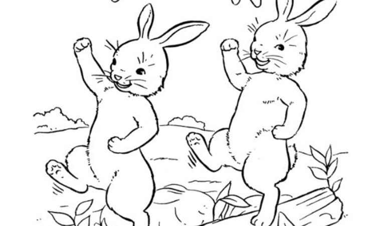 Four little bunnies were playing follow the leader.  Find Two hidden bunnies.