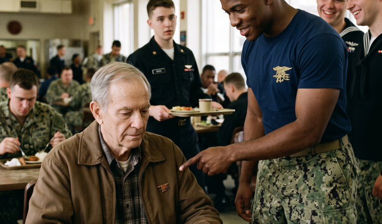 A young Navy SEAL m0:ck3333:::d an elderly veteran’s worn badge and told him, “Anyone can buy one of those”